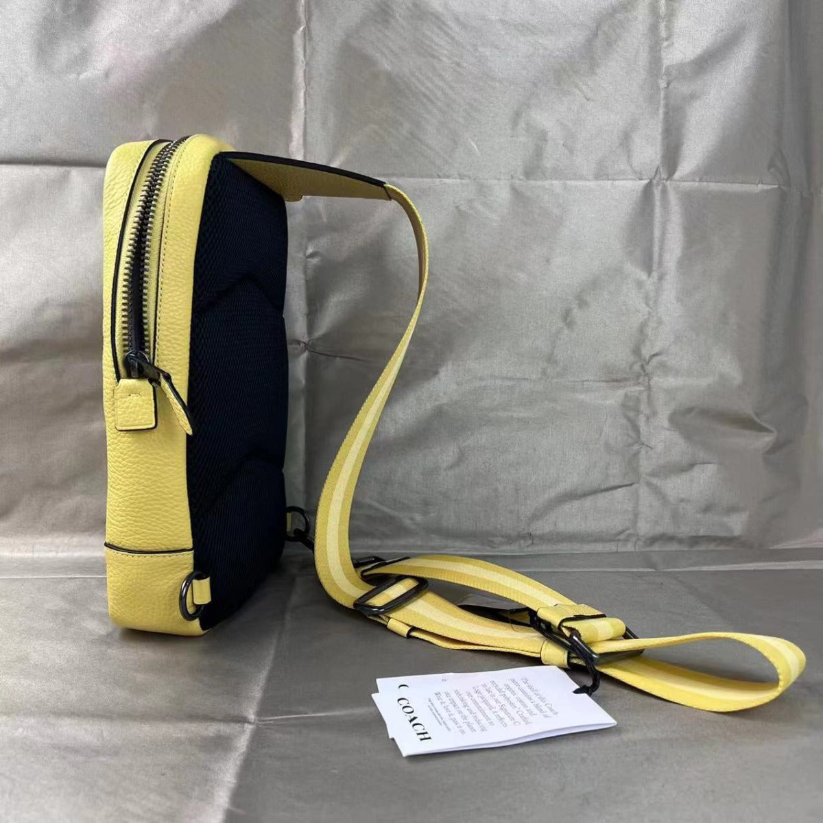 Coach C9609 Turner Pack In Signature Jacquard In Gunmetal/Retro Yellow Coach C9609 Turner Pack In Signature Jacquard In Gunmetal/Retro Yellow
